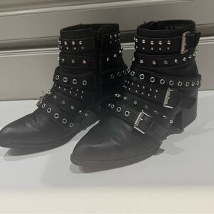 Fergalicious Black Ankle Booties with Studded Details
